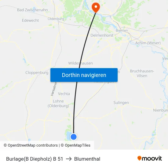 Burlage(B Diepholz) B 51 to Blumenthal map