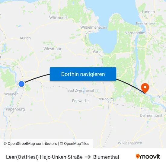 Leer(Ostfriesl) Hajo-Unken-Straße to Blumenthal map