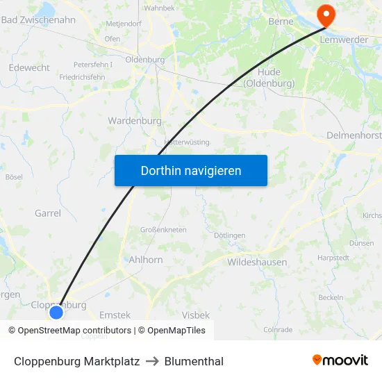 Cloppenburg Marktplatz to Blumenthal map