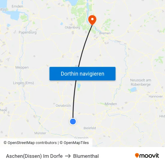 Aschen(Dissen) Im Dorfe to Blumenthal map