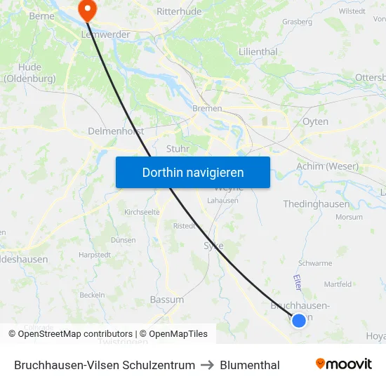 Bruchhausen-Vilsen Schulzentrum to Blumenthal map