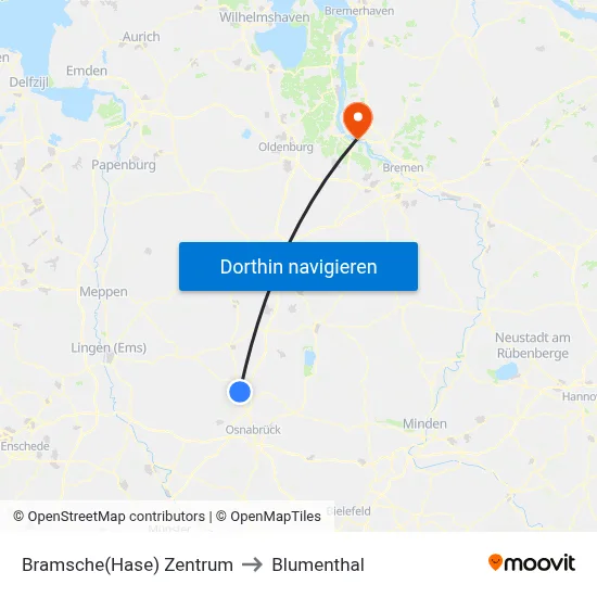 Bramsche(Hase) Zentrum to Blumenthal map