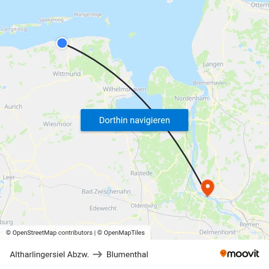 Altharlingersiel Abzw. to Blumenthal map