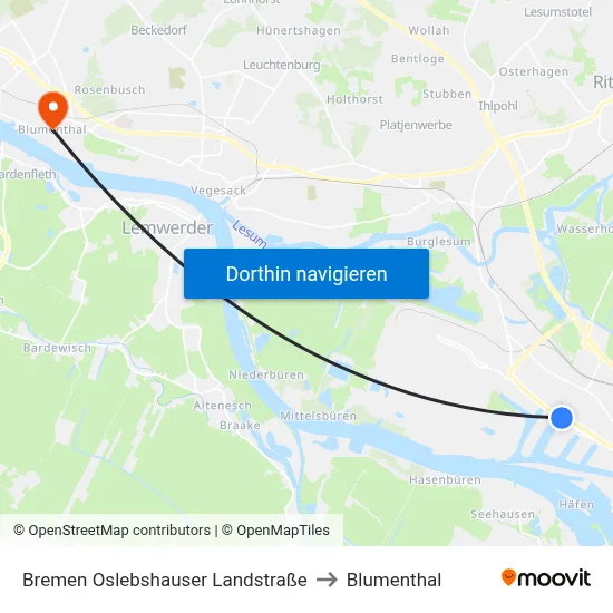 Bremen Oslebshauser Landstraße to Blumenthal map