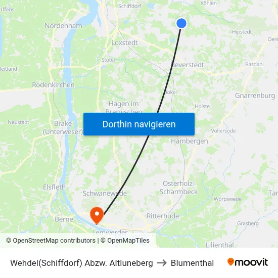 Wehdel(Schiffdorf) Abzw. Altluneberg to Blumenthal map