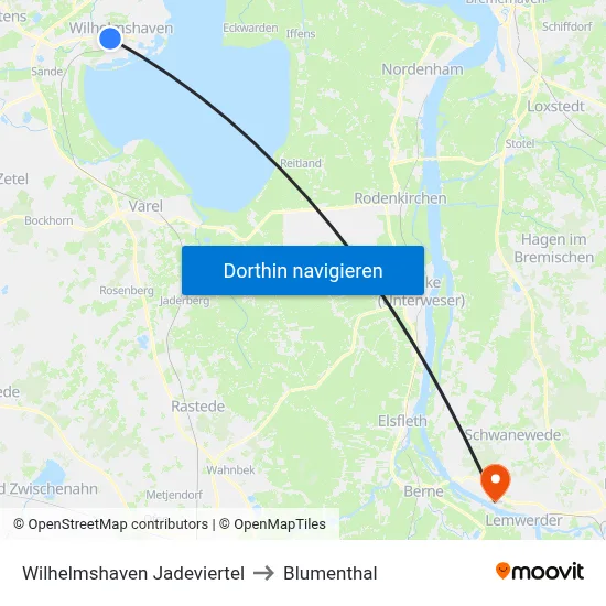 Wilhelmshaven Jadeviertel to Blumenthal map