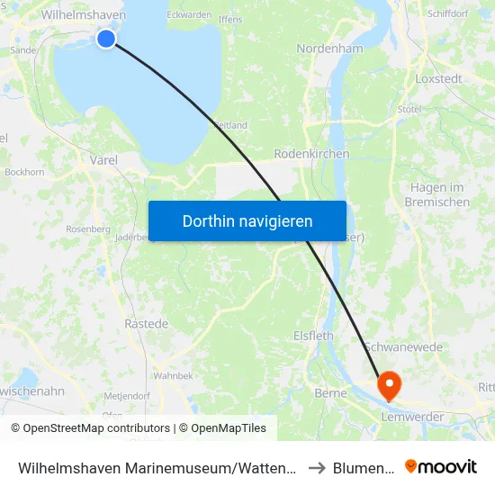 Wilhelmshaven Marinemuseum/Wattenmeerhaus to Blumenthal map