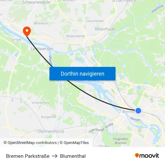 Bremen Parkstraße to Blumenthal map