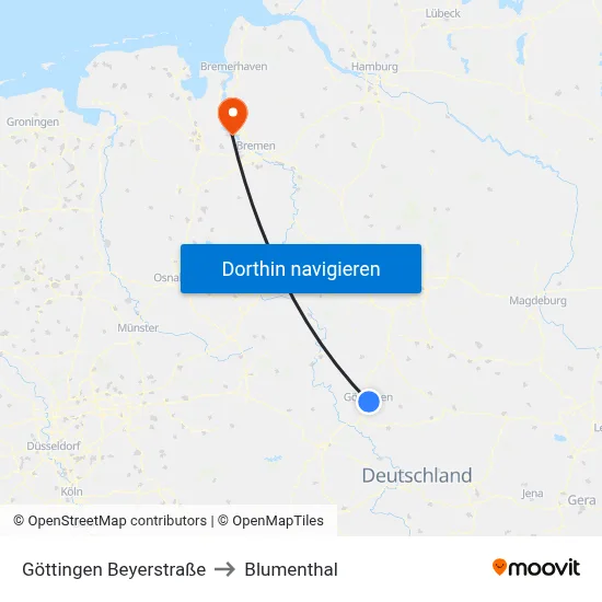 Göttingen Beyerstraße to Blumenthal map