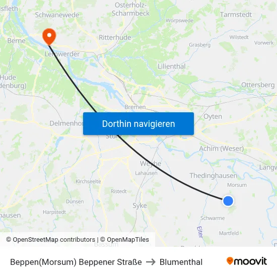 Beppen(Morsum) Beppener Straße to Blumenthal map
