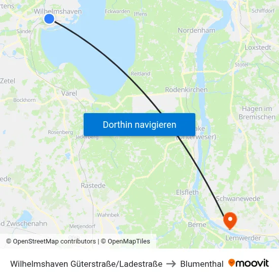 Wilhelmshaven Güterstraße/Ladestraße to Blumenthal map