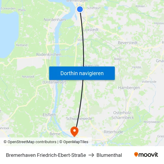 Bremerhaven Friedrich-Ebert-Straße to Blumenthal map