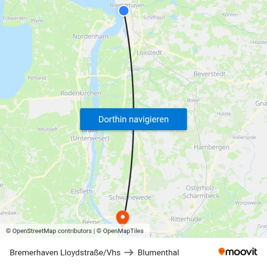 Bremerhaven Lloydstraße/Vhs to Blumenthal map
