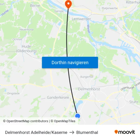 Delmenhorst Adelheide/Kaserne to Blumenthal map
