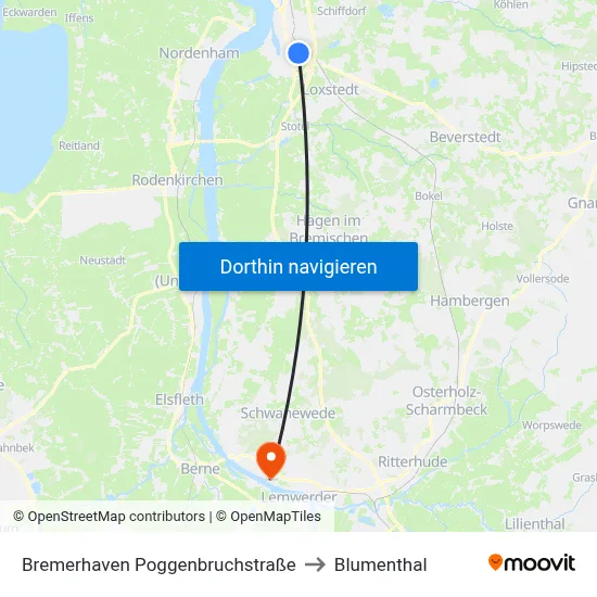 Bremerhaven Poggenbruchstraße to Blumenthal map