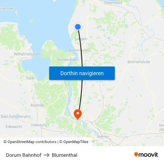 Dorum Bahnhof to Blumenthal map