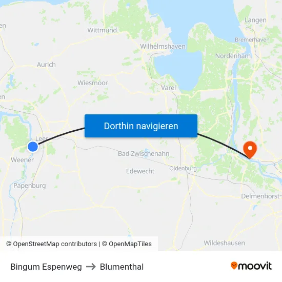 Bingum Espenweg to Blumenthal map