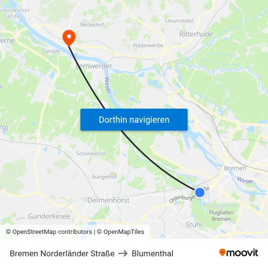 Bremen Norderländer Straße to Blumenthal map
