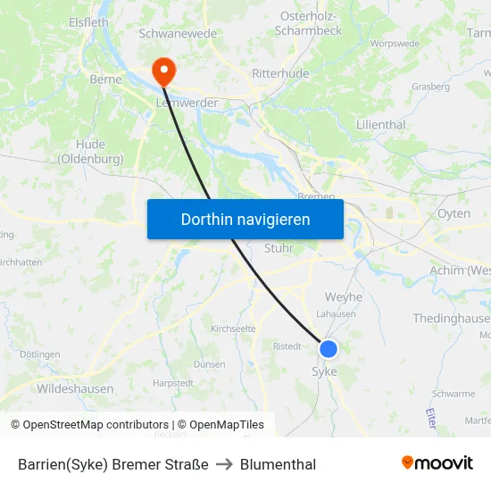 Barrien(Syke) Bremer Straße to Blumenthal map