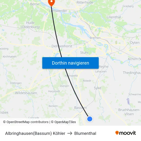 Albringhausen(Bassum) Köhler to Blumenthal map