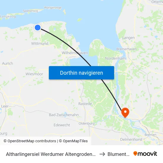 Altharlingersiel Werdumer Altengrodendeich to Blumenthal map