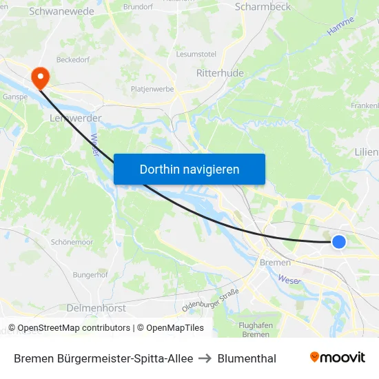 Bremen Bürgermeister-Spitta-Allee to Blumenthal map