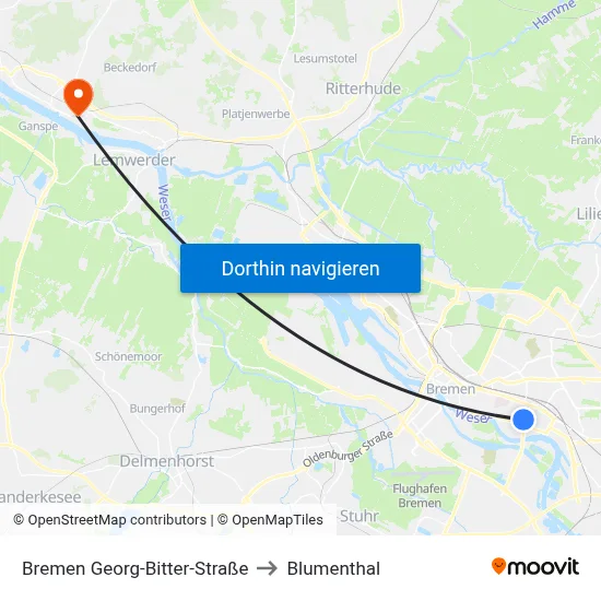 Bremen Georg-Bitter-Straße to Blumenthal map