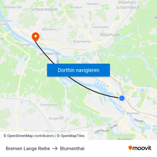 Bremen Lange Reihe to Blumenthal map