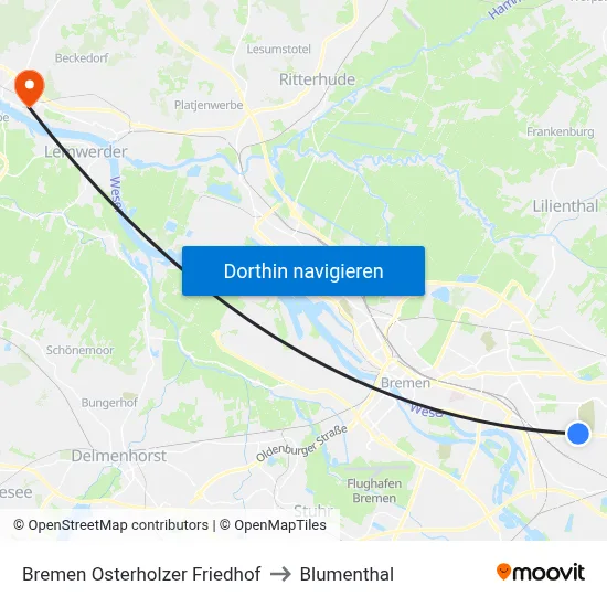 Bremen Osterholzer Friedhof to Blumenthal map