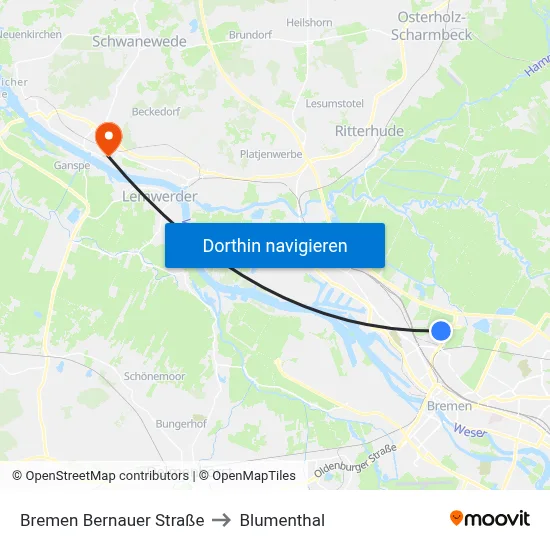Bremen Bernauer Straße to Blumenthal map