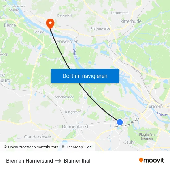 Bremen Harriersand to Blumenthal map