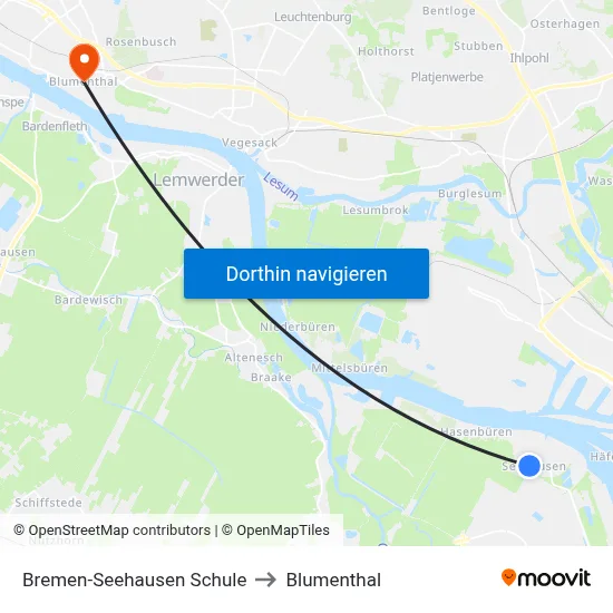 Bremen-Seehausen Schule to Blumenthal map