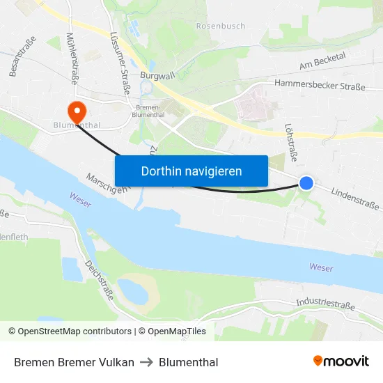 Bremen Bremer Vulkan to Blumenthal map