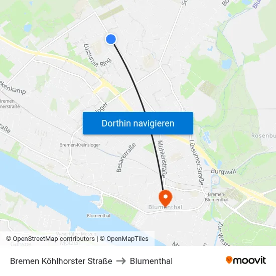 Bremen Köhlhorster Straße to Blumenthal map