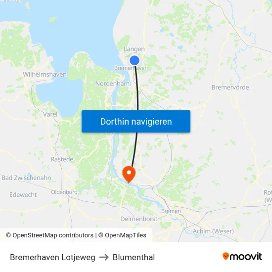 Bremerhaven Lotjeweg to Blumenthal map