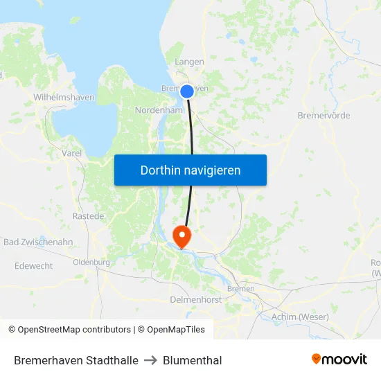 Bremerhaven Stadthalle to Blumenthal map