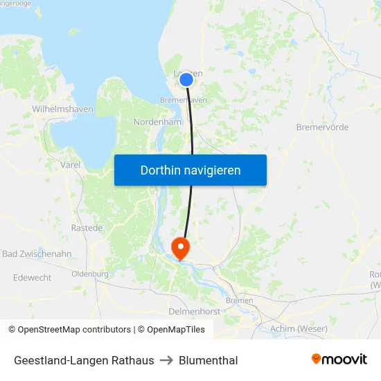 Geestland-Langen Rathaus to Blumenthal map