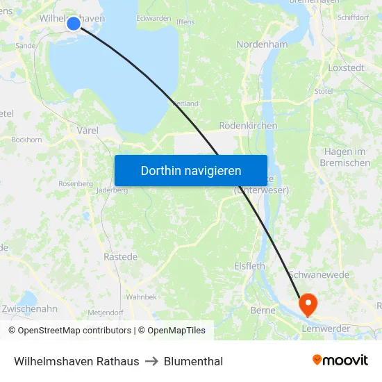 Wilhelmshaven Rathaus to Blumenthal map