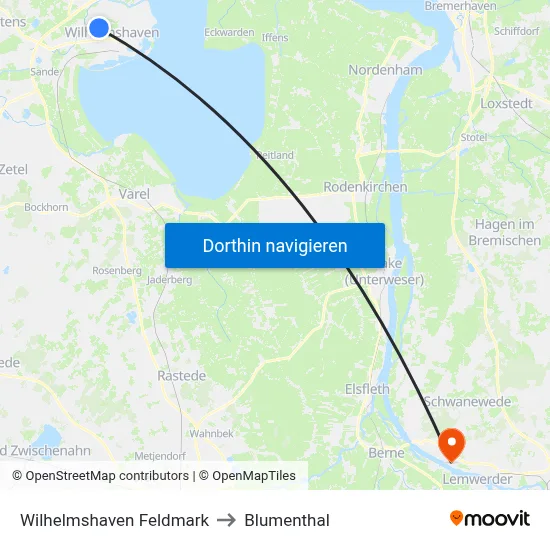 Wilhelmshaven Feldmark to Blumenthal map