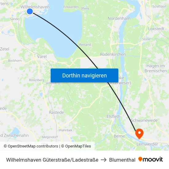 Wilhelmshaven Güterstraße/Ladestraße to Blumenthal map