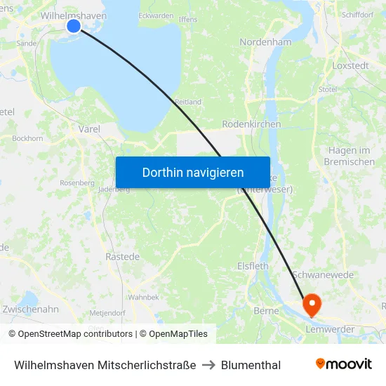 Wilhelmshaven Mitscherlichstraße to Blumenthal map