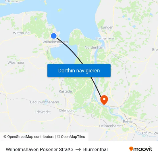 Wilhelmshaven Posener Straße to Blumenthal map