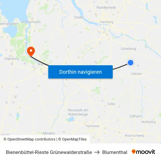 Bienenbüttel-Rieste Grünewalderstraße to Blumenthal map
