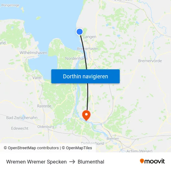 Wremen Wremer Specken to Blumenthal map