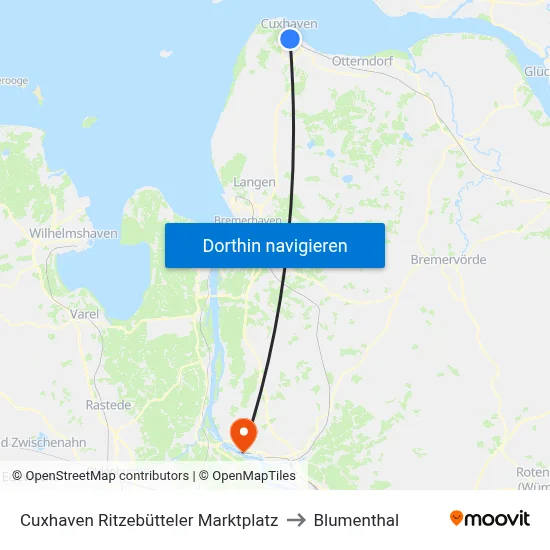 Cuxhaven Ritzebütteler Marktplatz to Blumenthal map