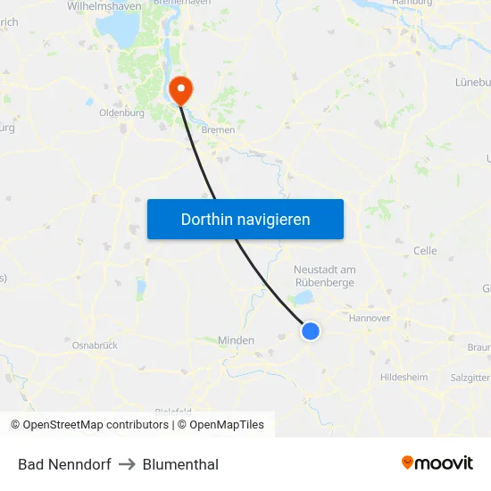 Bad Nenndorf to Blumenthal map