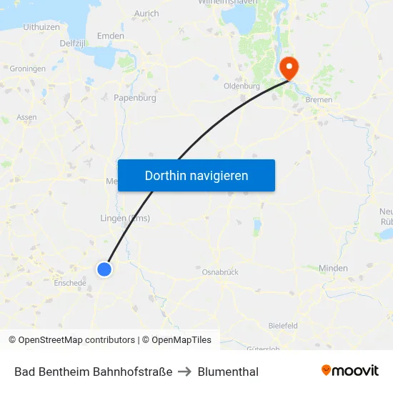 Bad Bentheim Bahnhofstraße to Blumenthal map