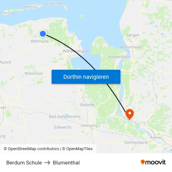Berdum Schule to Blumenthal map