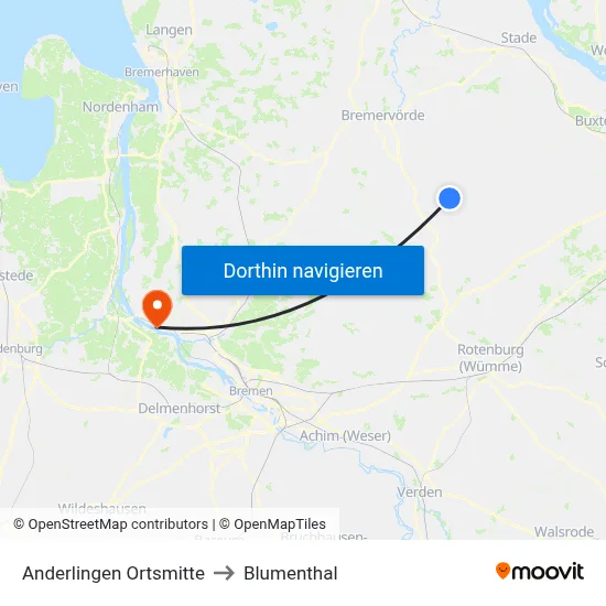 Anderlingen Ortsmitte to Blumenthal map