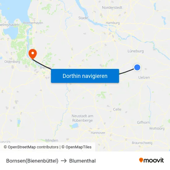 Bornsen(Bienenbüttel) to Blumenthal map